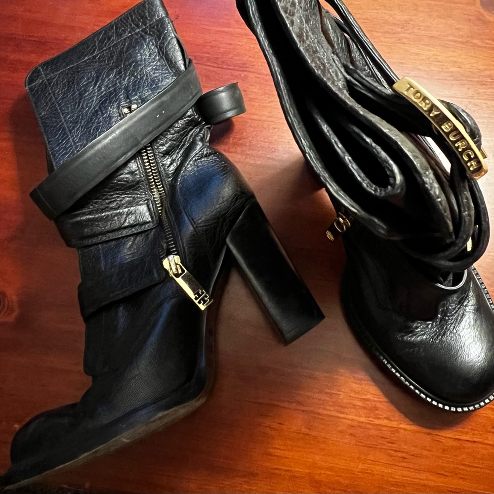 Black, leather, Tory Burch boots